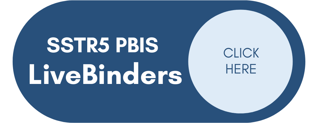 Image of a button that is dark blue and contains the words PBIS LiveBinders left of center.